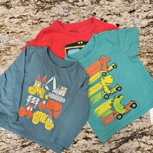 Set of 3 Kids' Graphic T-Shirts - Red, Blue, Green